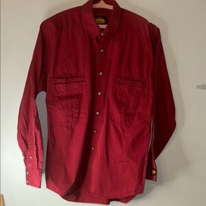 Vintage Woolrich Button down Shirt  Velcro pockets Back Mid Vent Work Shirt Red